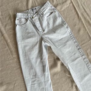 Holly Aysymmetric Straight Leg Jeans White Denim, Size 2